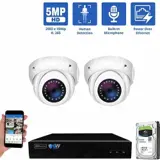 8 Channel NVR Security Camera System with 2 * 5MP IP Turret 2.8mm Fixed Lens Camera, Human Detection, Built-In Microphone, PoE (GW5091IP2-1T)