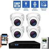 8 Channel NVR Security Camera System with 4 * 5MP IP Turret 2.8mm Fixed Lens Camera, Human Detection, Built-In Microphone, PoE (GW5091IP4-1T)