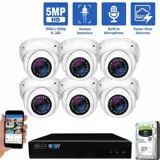 8 Channel NVR Security Camera System with 6 * 5MP IP Turret 2.8mm Fixed Lens Camera, Human Detection, Built-In Microphone, PoE (GW5091IP6-2T)