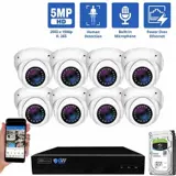 8 Channel NVR Security Camera System with 8 * 5MP IP Turret 2.8mm Fixed Lens Camera, Human Detection, Built-In Microphone, PoE (GW5091IP8-2T)