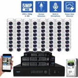 64 Channel NVR Security Camera System with 64 * 5MP IP Turret 2.8mm Fixed Lens Camera, Human Detection, Built-In Microphone, PoE (GW5091IP64-16T)