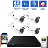 8 Channel Coaxial Security Camera System with 4 * 5MP Analog Bullet 2.8mm Fixed Lens Camera, Human / Vehicle Detection, Built-In Mic (GW53701HDMIC4-1T)