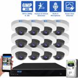 16 Channel NVR Security Camera System with 12 * 6MP IP Mini Dome 2.8mm Fixed Lens Camera, Human & Vehicle Detection, Built-In Microphone (GW6036MIC12-4T)