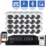 32 Channel NVR Security Camera System with 24 * 6MP IP Mini Dome 2.8mm Fixed Lens Camera, Human & Vehicle Detection, Built-In Microphone (GW6036MIC24-8T)