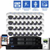 32 Channel NVR Security Camera System with 32 * 6MP IP Mini Dome 2.8mm Fixed Lens Camera, Human & Vehicle Detection, Built-In Microphone (GW6036MIC32-8T)