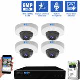 8 Channel NVR Security Camera System with 4 * 6MP IP Mini Dome 2.8mm Fixed Lens Camera, Human & Vehicle Detection, Built-In Microphone (GW6036MIC4-1T)
