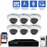 8 Channel NVR Security Camera System with 6 * 6MP IP Mini Dome 2.8mm Fixed Lens Camera, Human & Vehicle Detection, Built-In Microphone (GW6036MIC6-2T)