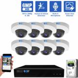 8 Channel NVR Security Camera System with 8 * 6MP IP Mini Dome 2.8mm Fixed Lens Camera, Human & Vehicle Detection, Built-In Microphone (GW6036MIC8-2T)