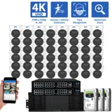 128 Channel NVR Security Camera System with 48 * 12MP IP Turret 3.6mm Fixed Lens Camera, Face Recognition, Human / Vehicle Detection, Built-In Microphone, PoE (GW12577MIC48-24T)