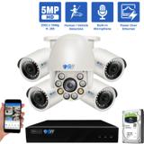 8 Channel NVR Security Camera System with 4 * 5MP IP Bullet 2.8mm Fixed Lens Camera, 1 * 5MP Mini IP PTZ 2.7-13.5mm Motorized Lens Camera, Human / Vehicle Detection, Built-In Microphone, PoE (GW5037IP4-GW501PTZ1-2T)