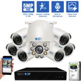 8 Channel NVR Security Camera System with 6 * 5MP IP Bullet 2.8mm Fixed Lens Camera, 1 * 5MP Mini IP PTZ 2.7-13.5mm Motorized Lens Camera, Human / Vehicle Detection, Built-In Microphone, PoE (GW5037IP6-GW501PTZ1-2T)