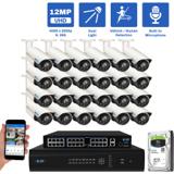 64 Channel NVR Security Camera System with 24 * 12MP IP POE 4mm Fixed Lens Bullet Security Camera, Two-Way Audio, Full-Time Color Night Vision, Dual-Light (GW1202701M24-16T)
