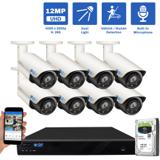 16 Channel NVR Security Camera System with 8 * 12MP IP POE 4mm Fixed Lens Bullet Security Camera, Built-in Mic, Full-Time Color Night Vision, Dual-Light (GW1202701M8-4T)