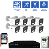 8-Channel NVR Security Camera System with 8 * 8MP IP POE 2.8mm Fixed Lens Bullet Security Cameras, Built-in Microphone, Human Detection, Dual-Light (GW832701M8-2T)