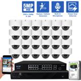 32 Channel NVR Security Camera System with 24 * 5MP IP Dome 2.8m Fixed Lens Camera, Built In Mic, Human / Vehicle Detection, PoE (SECU5-33MIC24-8T)