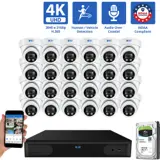 32 Channel Coaxial Security Camera System with 24 * 8MP Analog Turret 2.8mm Fixed Lens Camera, Human / Vehicle Detection, Built-In Mic (GW87701HDMIC24-8T)
