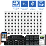 128 Channel NVR Security Camera System with 112 * 8MP 4K IP POE 2.8mm Fixed Lens Turret Security Cameras, Human/Vehicle Detection, Face Recognition, Area Intrusion, Built-In Mic, PoE, Acu-Search (GW803603M112-32T)