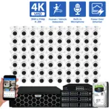 128 Channel NVR Security Camera System with 80 * 8MP 4K IP POE 2.8mm Fixed Lens Turret Security Cameras, Human/Vehicle Detection, Face Recognition, Area Intrusion, Built-In Mic, PoE, Acu-Search (GW803603M80-32T)