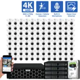 128 Channel NVR Security Camera System with 96 * 8MP 4K IP POE 2.8mm Fixed Lens Turret Security Cameras, Human/Vehicle Detection, Face Recognition, Area Intrusion, Built-In Mic, PoE, Acu-Search (GW803603M96-32T)