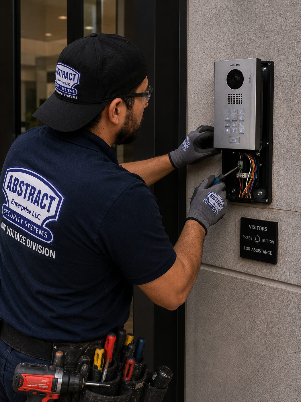 Intercom installation Manhattan video entry panel wiring at a Manhattan building entrance
