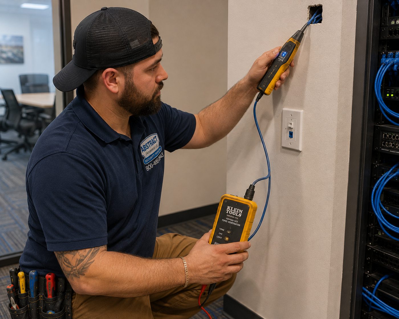 Low voltage installation Nassau County tone generator trace to identify an existing cable run in a Nassau County office