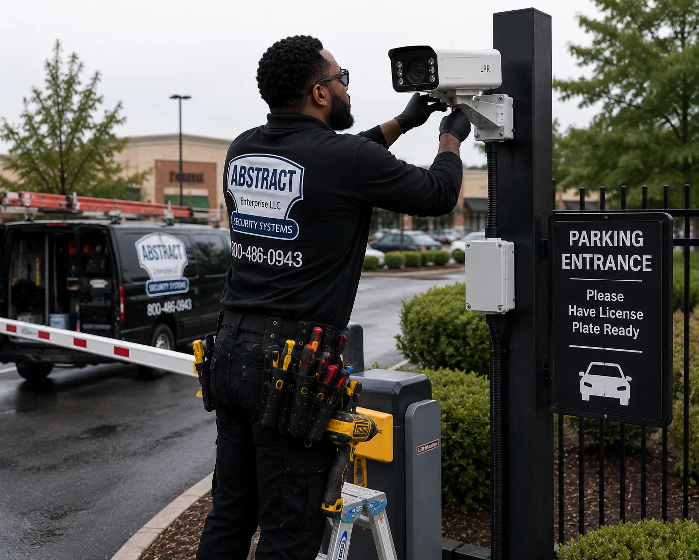 Parking lot license plate recognition camera installation — Queens