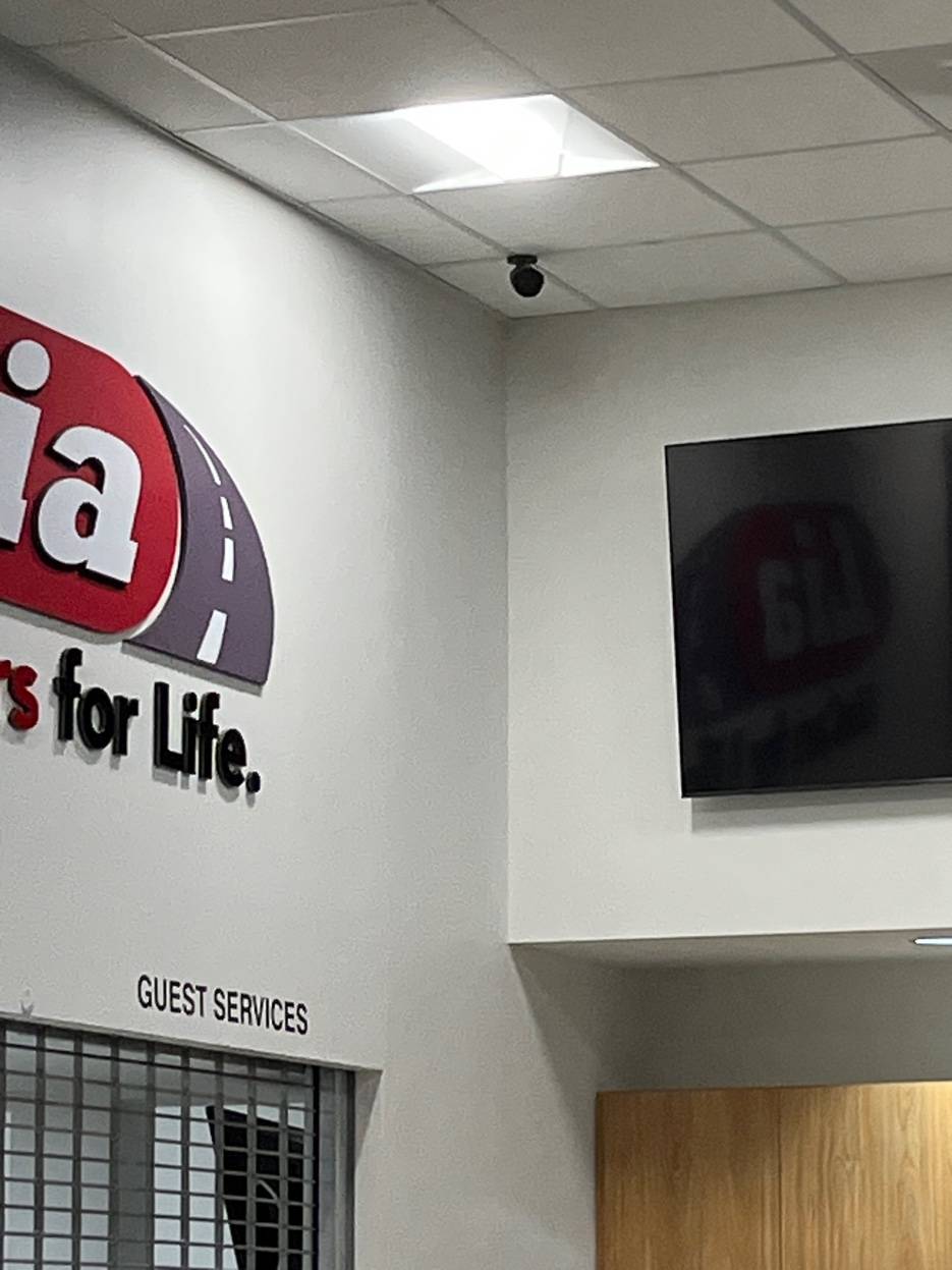 Dome security camera ceiling mount Toyota dealership showroom Campbell Hall NY