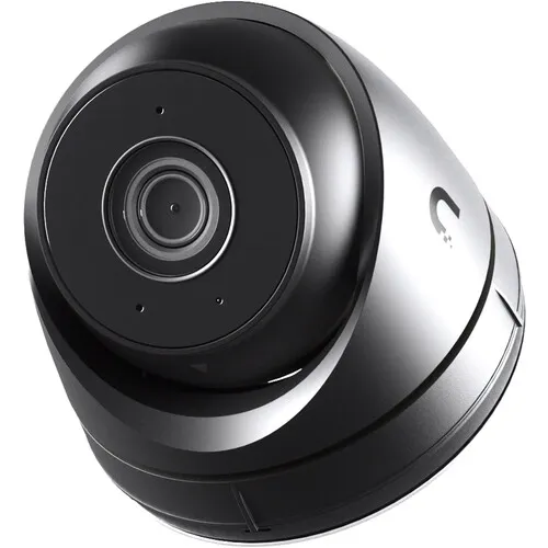 UniFi G5 Turret Ultra in black β Putnam County Ubiquiti camera product photo Putnam County Ubiquiti camera product photo: a black UniFi G5 Turret Ultra camera with its lens ball tilted forward in a round housing
