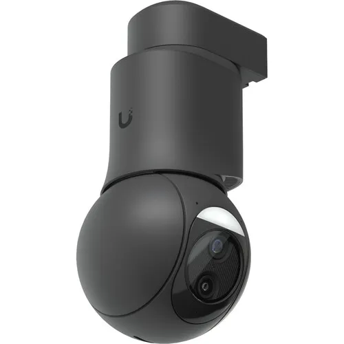 UniFi G6 PTZ in black β Putnam County Ubiquiti camera product photo Putnam County Ubiquiti camera product photo: a black UniFi G6 PTZ camera with a rounded camera head hanging below its mount