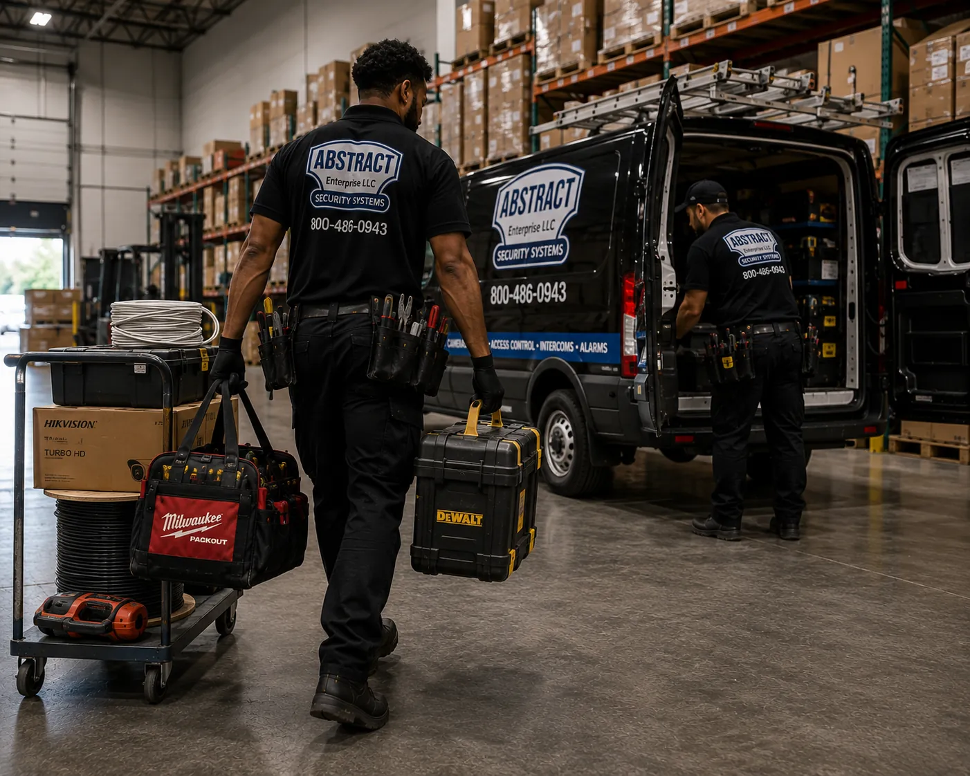 Warehouse access control installation equipment load-in at Brooklyn, NY