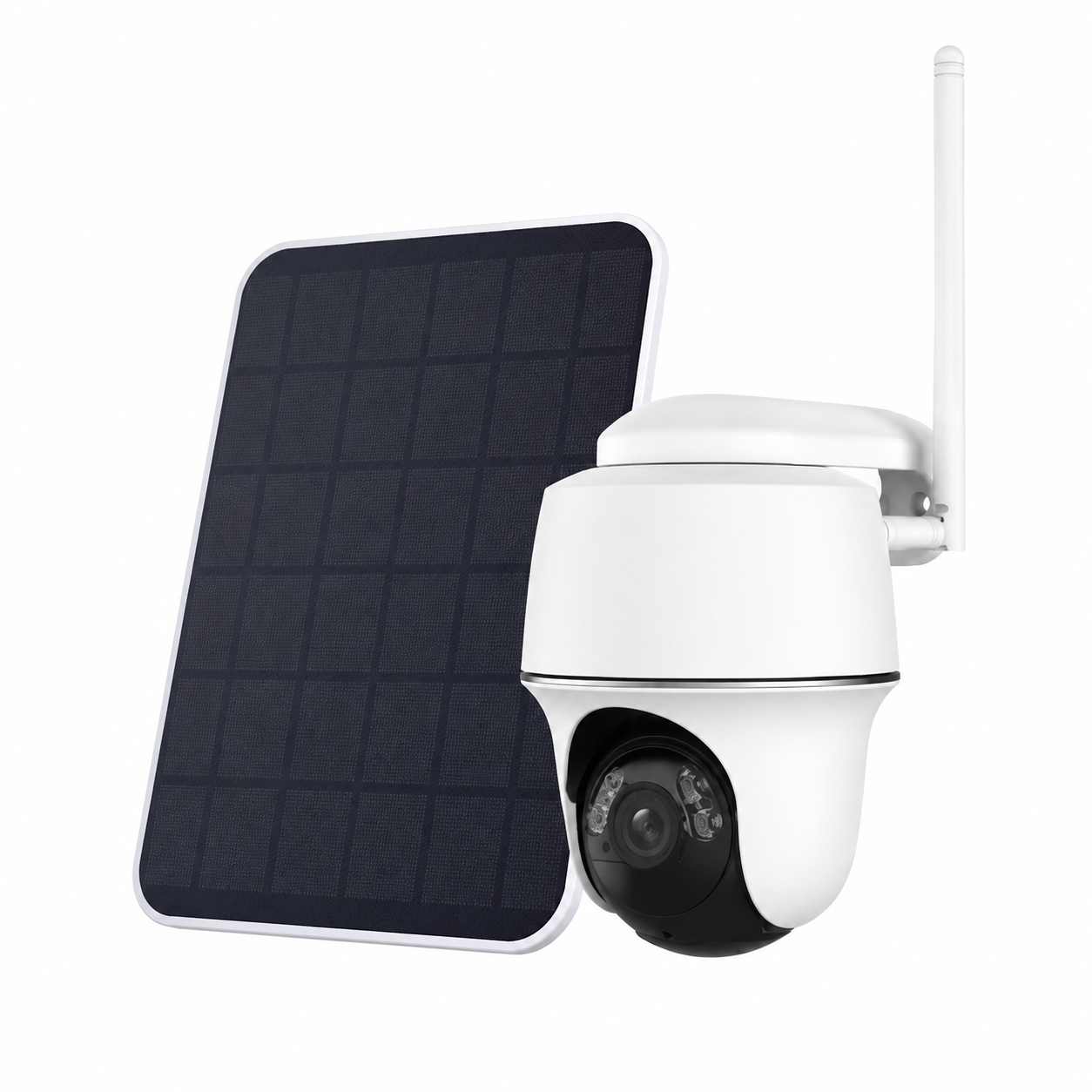 No-monthly-fee wireless camera installer New York — local-recording battery PTZ with solar panel, zero subscription